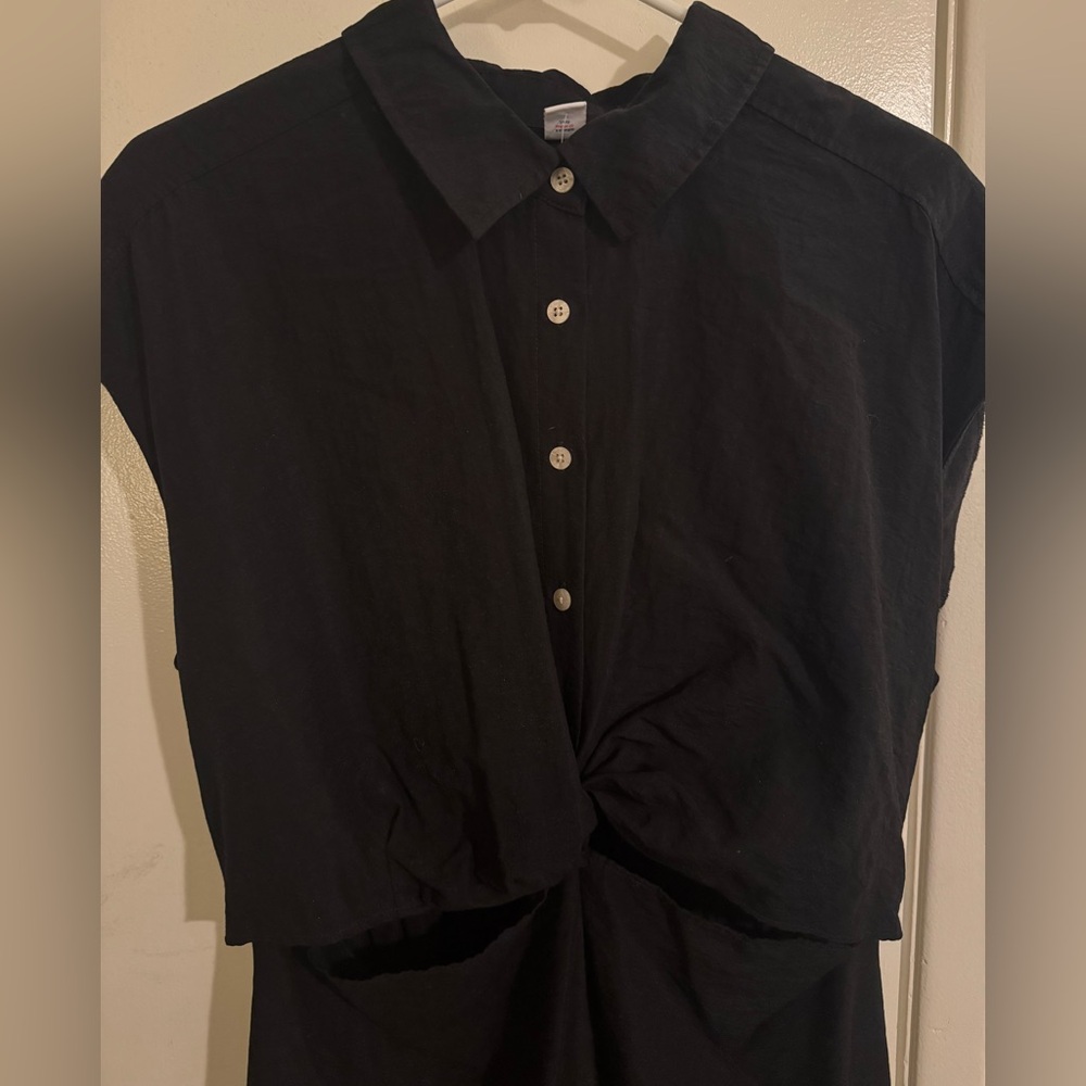 Old Navy Cap Sleeve Midi Shirt Dress with Cutout
